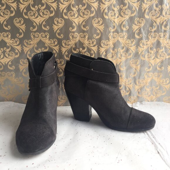 Rag and Bone Harrow Black Leather Block Heel Pushpin Close - size 36 5.5 Classic - Picture 2 of 12